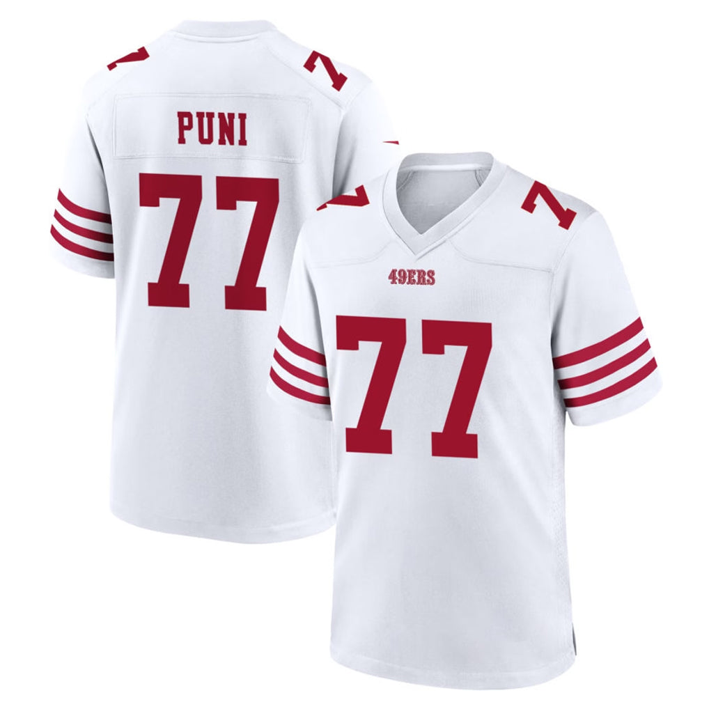 Kdoa SF.49ers #77 Dominick Puni Player White Game Home Stitched Jerseys
