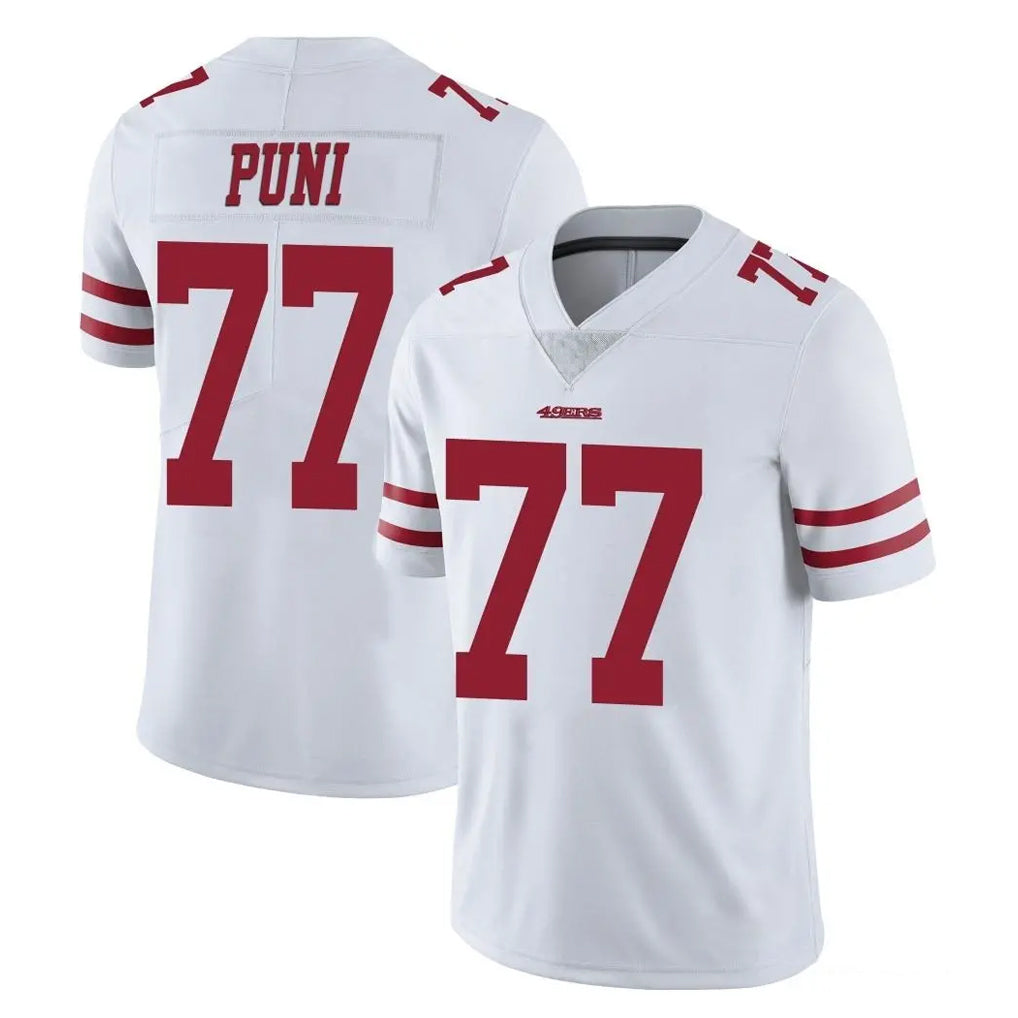 Kdoa SF.49ers #77 Dominick Puni Player White Limited Vapor Untouchable Home Game Stitched Jerseys