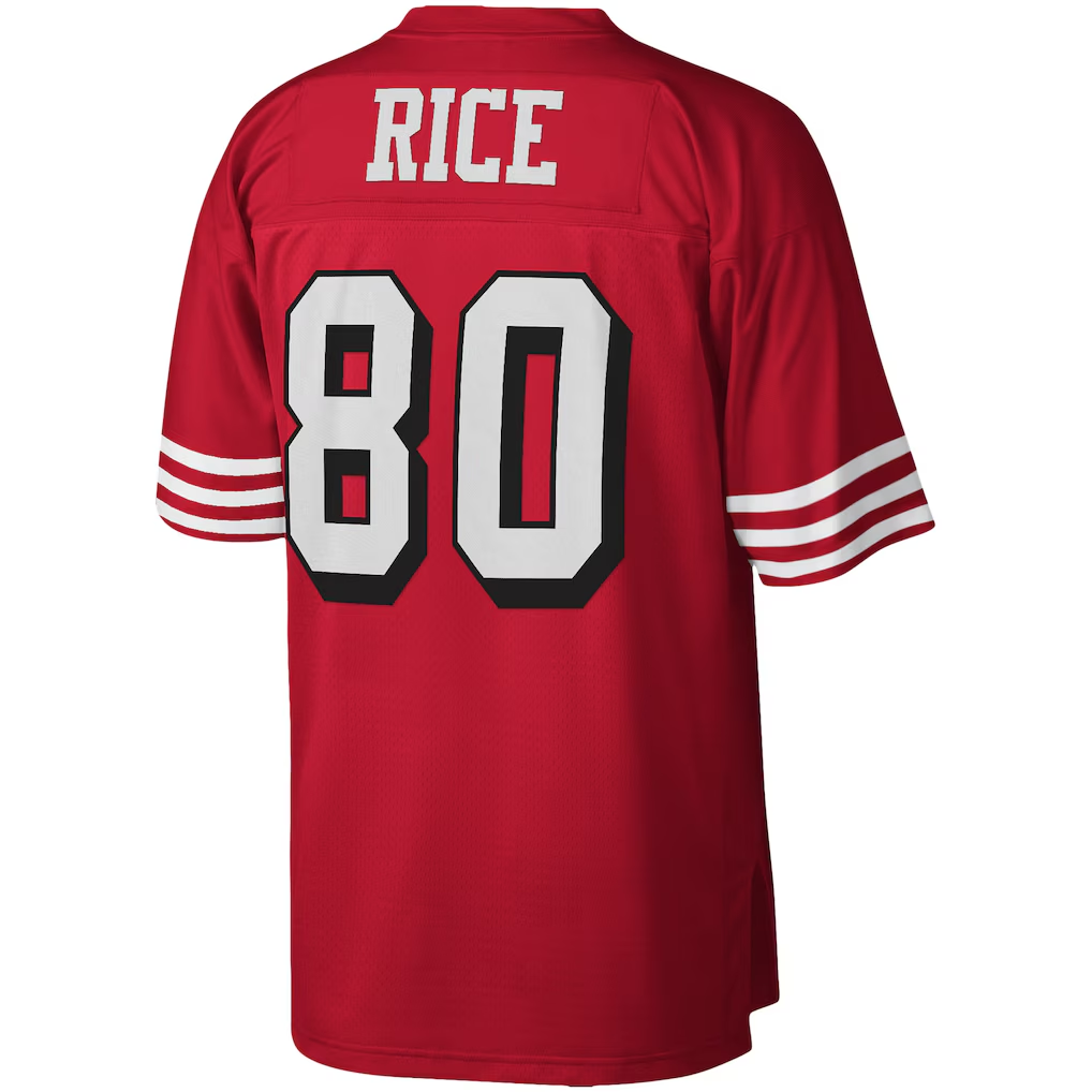 Kdoa SF.49ers #80 Jerry Rice Mitchell & Ness Scarlet Legacy Replica Jersey Stitched Puhic