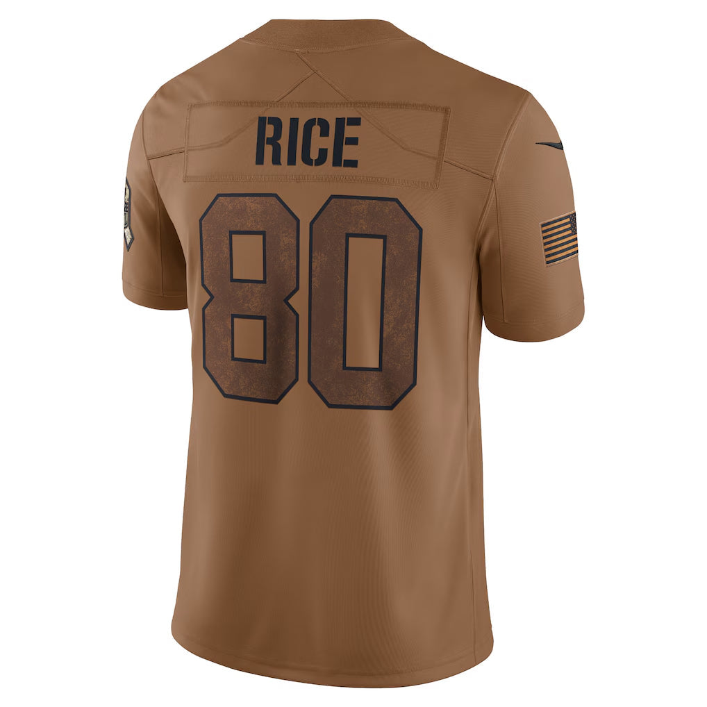 Kdoa SF.49ers #80 Jerry Rice Player Brown Salute To Service Limited Stitched Jerseys
