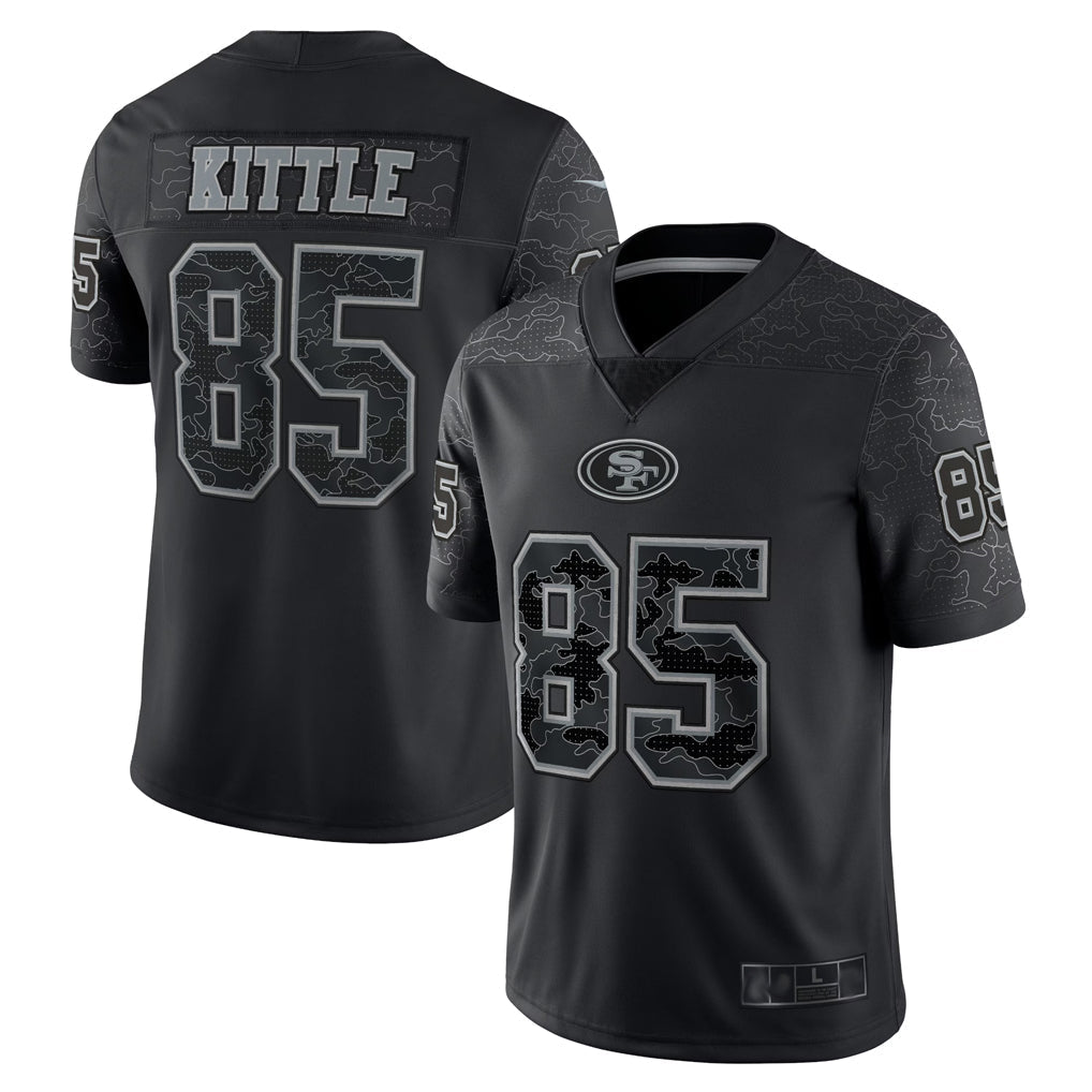 Kdoa SF.49ers #85 George Kittle Player Black RFLCTV Limited Stitched Jerseys