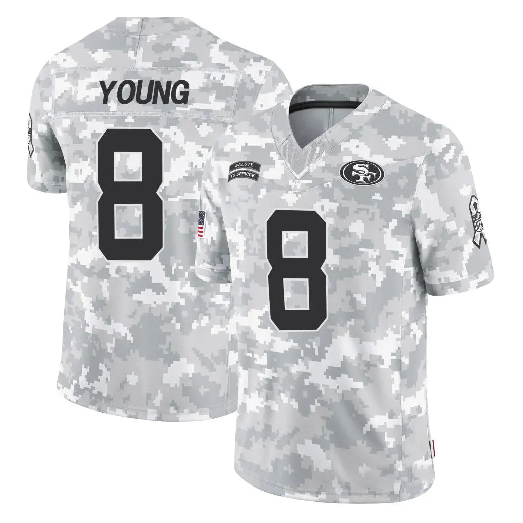 Kdoa SF.49ers #8 Steve Young Player Arctic Camo Salute to Service Stitched Jerseys