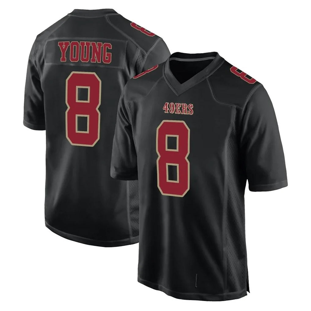Kdoa SF.49ers #8 Steve Young Player Black Fashion Game Football Jerseys