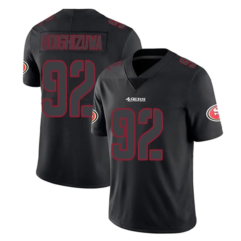 Kdoa SF.49ers #92 Osa Odighizuwa Player Black Impact Limited Home Game Stitched Jerseys