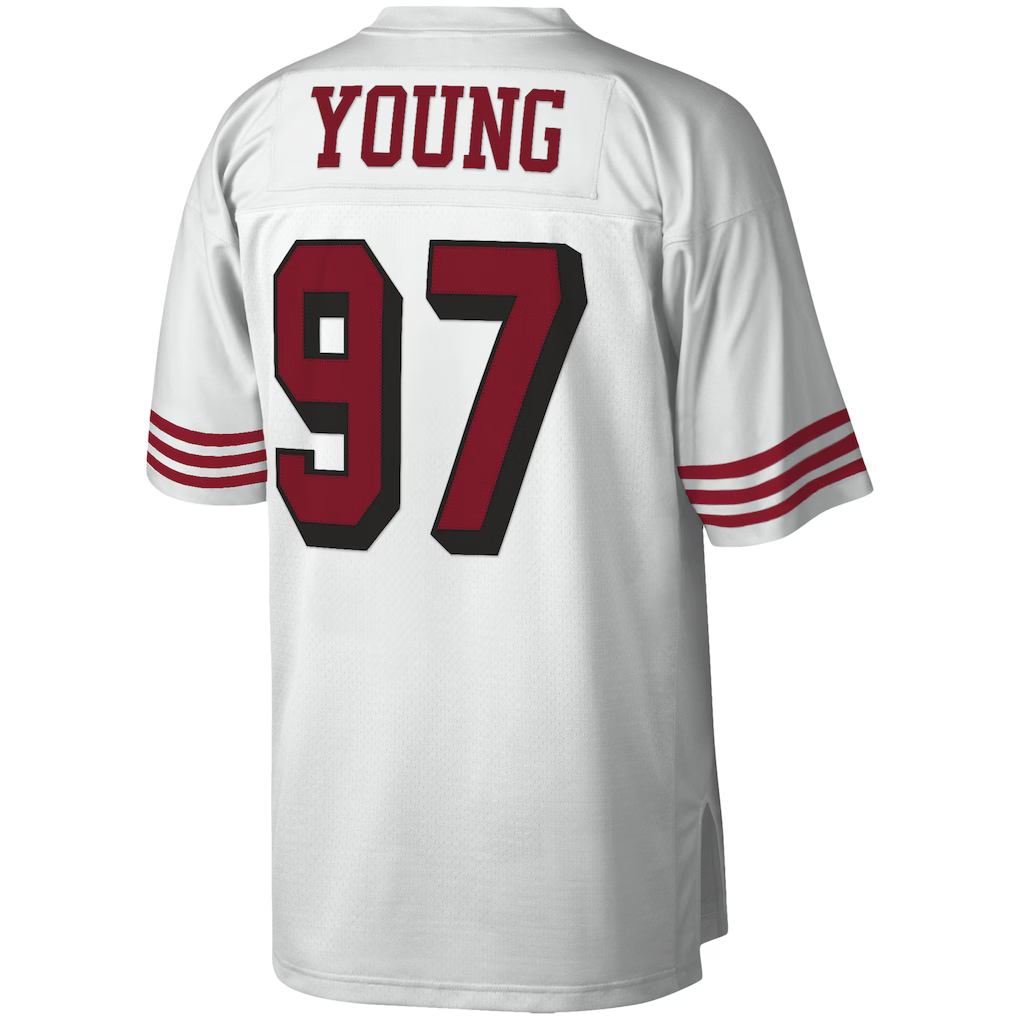 Kdoa SF.49ers #97 Bryant Young Mitchell & Ness White Legacy Replica Stitched Puhic Jersey