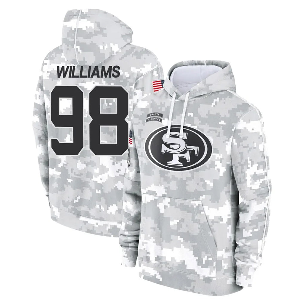 Kdoa SF.49ers #98 Mykel Williams Player Arctic Camo Limited Salute to Service Pullover Hoodies Game Stitched Jerseys