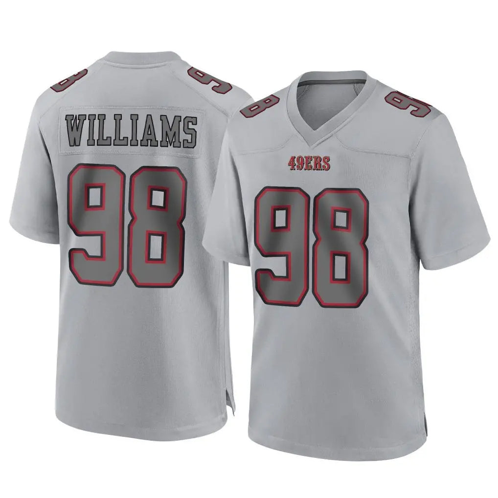 Kdoa SF.49ers #98 Mykel Williams Player Gray Atmosphere Fashion Home Game Stitched Jerseys