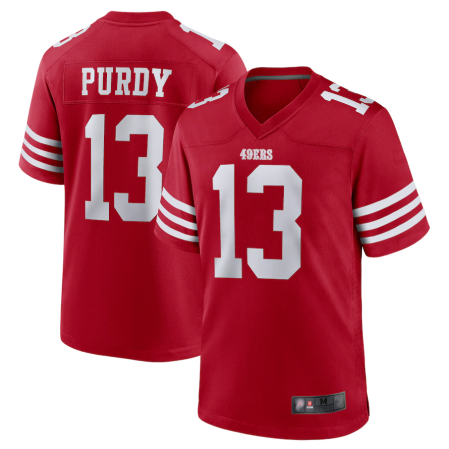Kdoa SFr.49ers #13 Brock Purdy Player Scarlet Replica Game Stitched Jerseys