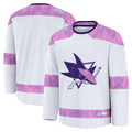 Kdoa S.Jose Sharks White 2024 Hockey Fights Cancer Practice Jerseys