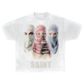 Saint Streetwear Tee White Cotton DTG Print Distressed Graphic True To Size
