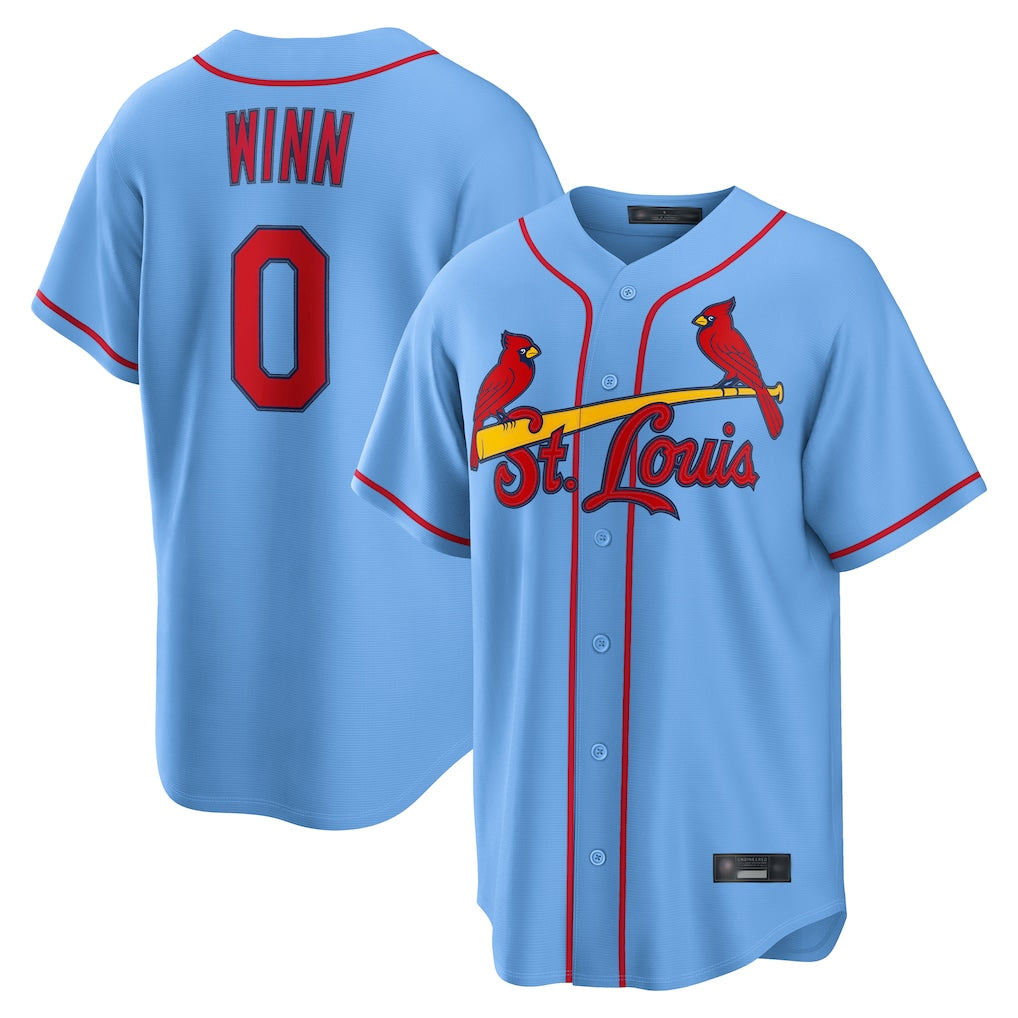 Kdoa St. Louis Cardinals #0 Masyn Winn Player Light Blue  Home Game Stitched Jerseys