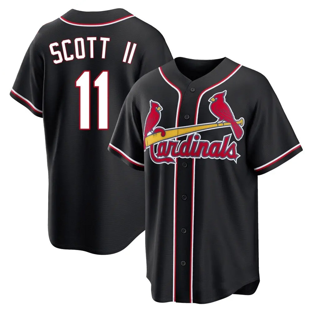 Kdoa St. Louis Cardinals #11 Victor Scott II Player Black Carbon Fashio Game Stitched Jerseys