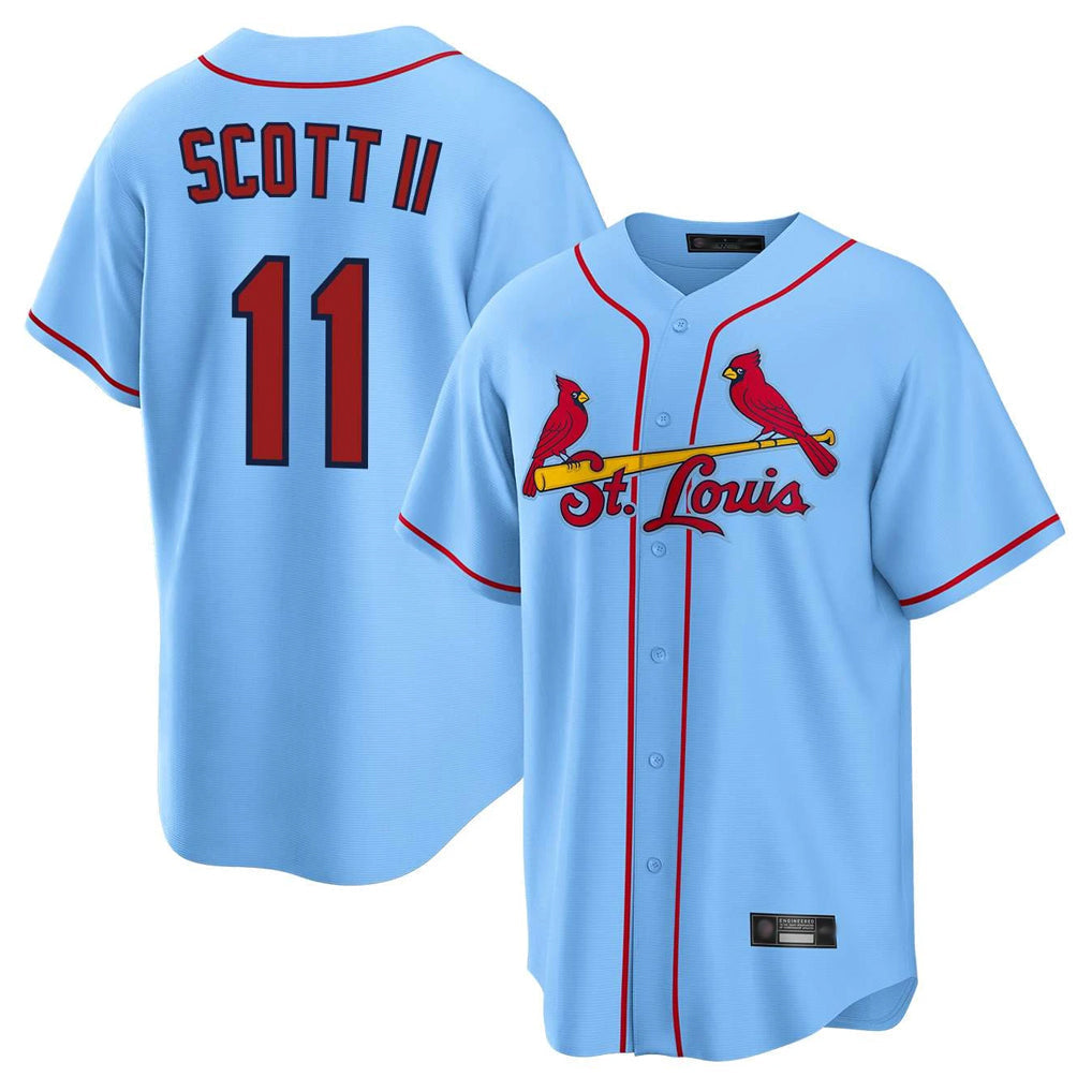 Kdoa St. Louis Cardinals #11 Victor Scott II Player Light Blue Home Game Stitched Jerseys