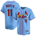 Kdoa St. Louis Cardinals #11 Victor Scott II Player Light Blue Throwback Cooperstown Collection Limited Stitched Jerseys