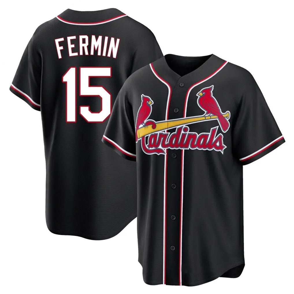 Kdoa St. Louis Cardinals #15 Jose Fermin Player Black Carbon Fashio Game Stitched Jerseys