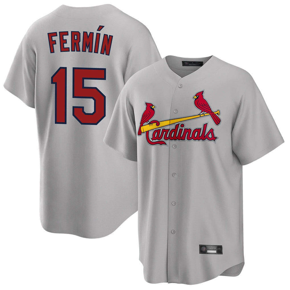 Kdoa St. Louis Cardinals #15 Jose Fermin Player Gray Home Game Stitched Jerseys