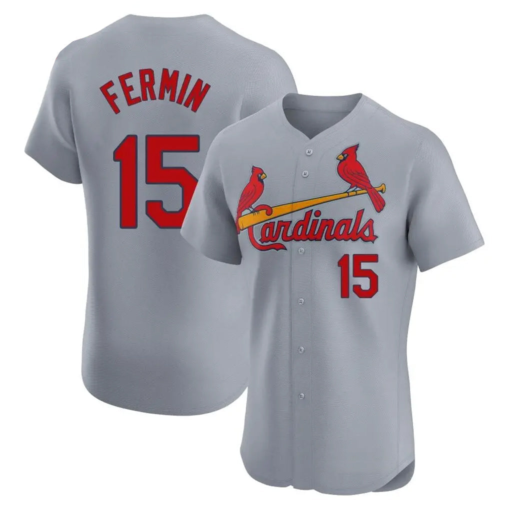 Kdoa St. Louis Cardinals #15 Jose Fermin Player Gray Home Limited Elite Stitched Jerseys