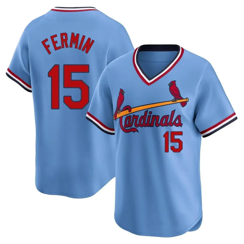 Kdoa St. Louis Cardinals #15 Jose Fermin Player Light Blue City Connect Home T-shirt Stitched Jerseys