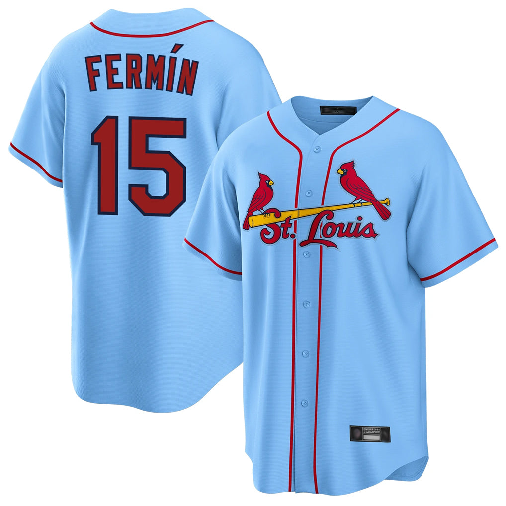 Kdoa St. Louis Cardinals #15 Jose Fermin Player Light Blue Home Game Stitched Jerseys