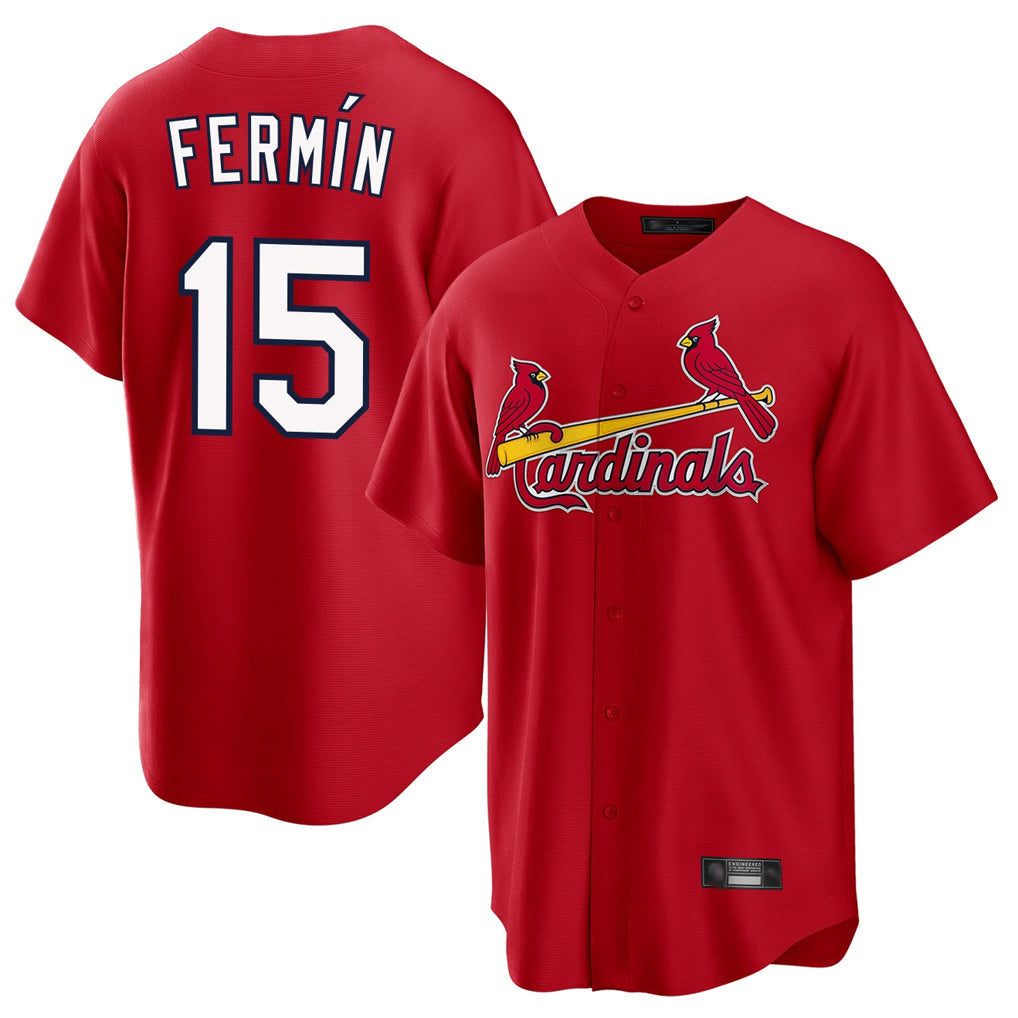 Kdoa St. Louis Cardinals #15 Jose Fermin Player Red Home Game Stitched Jerseys