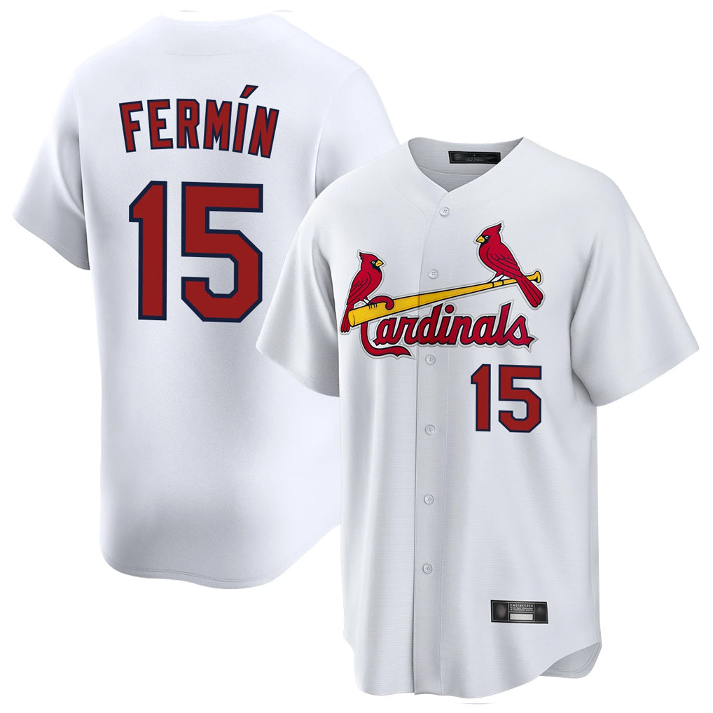 Kdoa St. Louis Cardinals #15 Jose Fermin Player White Home Game Stitched Jerseys