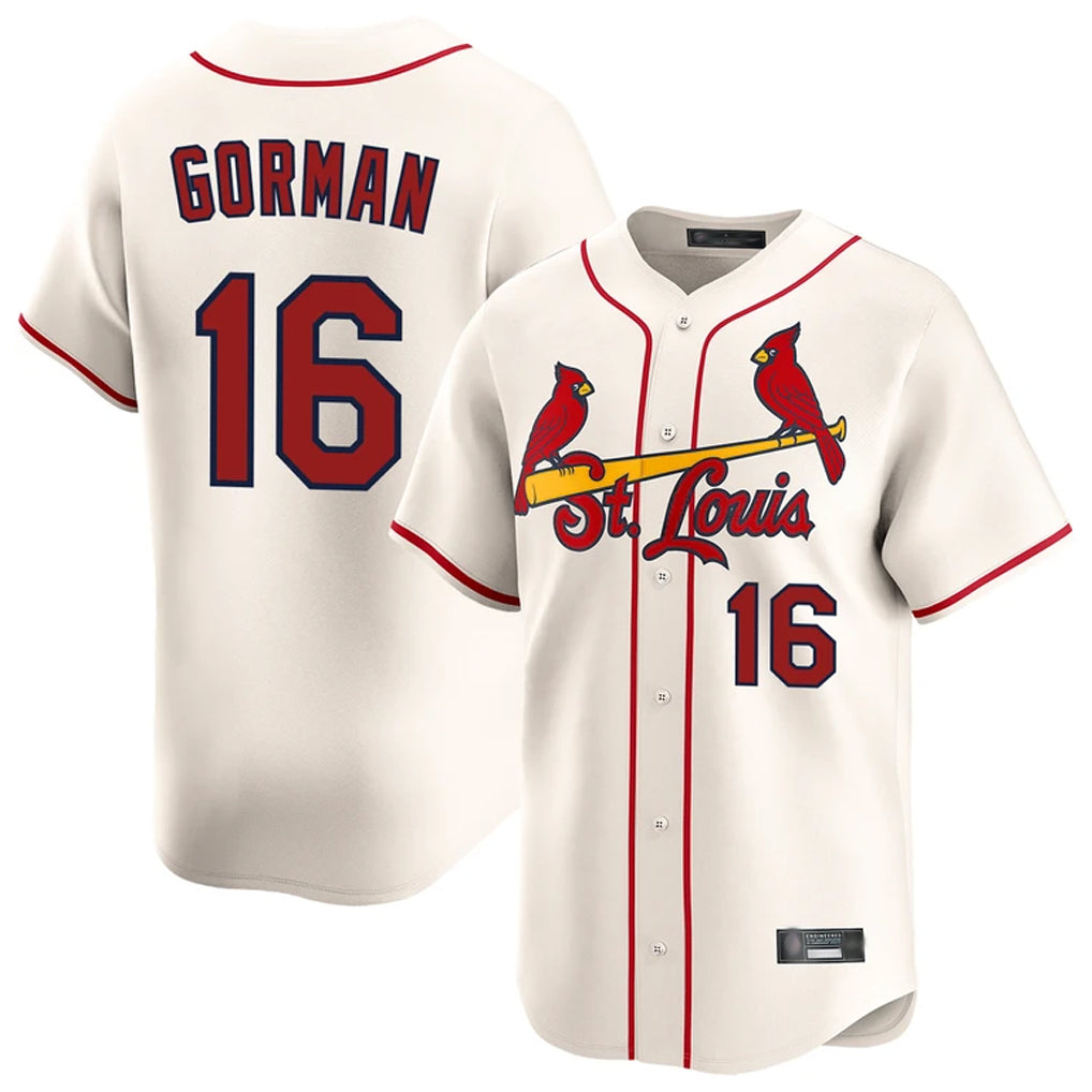 Kdoa St. Louis Cardinals #16 Nolan Gorman Player Cream Home Limited Stitched Jerseys