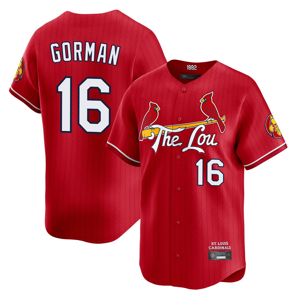 Kdoa St. Louis Cardinals #16 Nolan Gorman Player Red City Connect Limited Stitched Jerseys