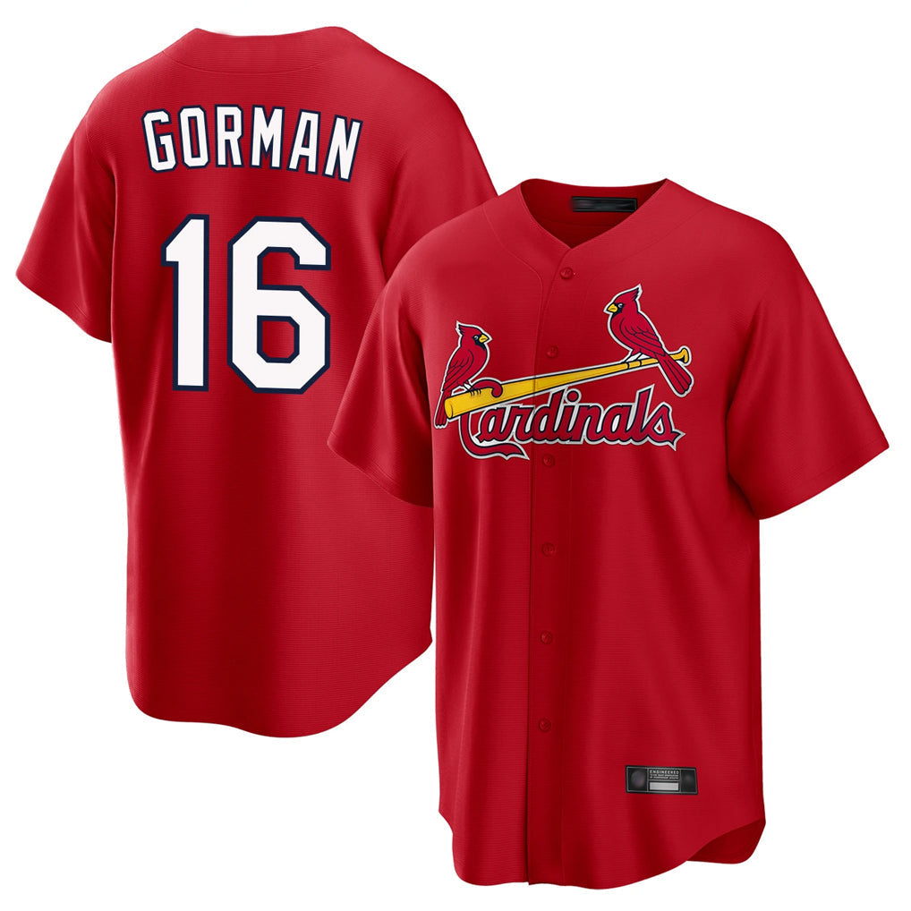 Kdoa St. Louis Cardinals #16 Nolan Gorman Player Red Home Game Stitched Jerseys