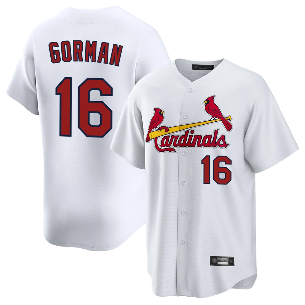 Kdoa St. Louis Cardinals #16 Nolan Gorman Player White Home Game Stitched Jerseys