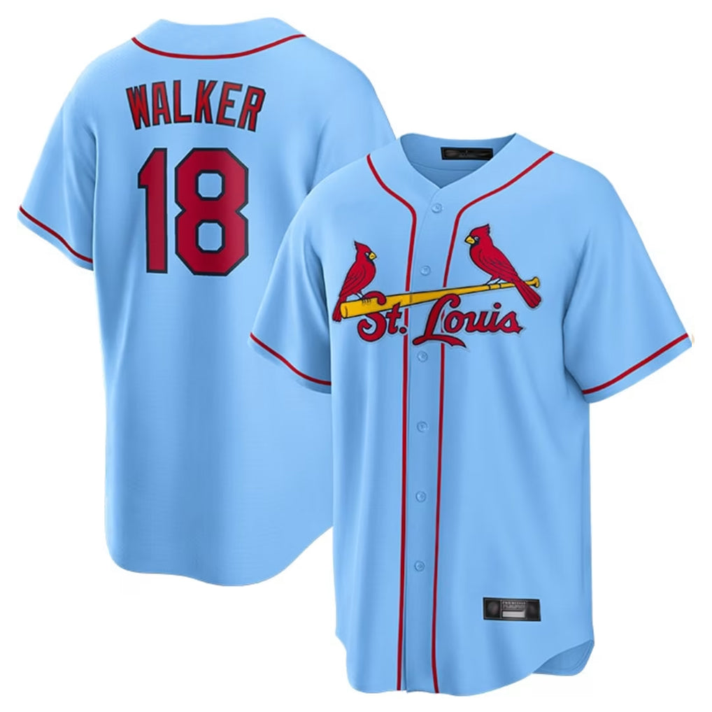Kdoa St. Louis Cardinals #18 Jordan Walker Player Light Blue Home Game Stitched Jerseys
