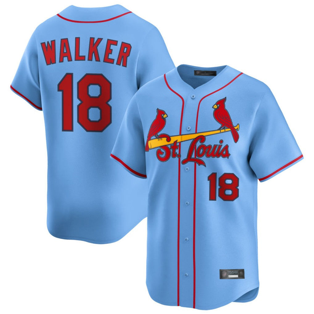 Kdoa St. Louis Cardinals #18 Jordan Walker Player Light Blue Home Limited Stitched Jerseys