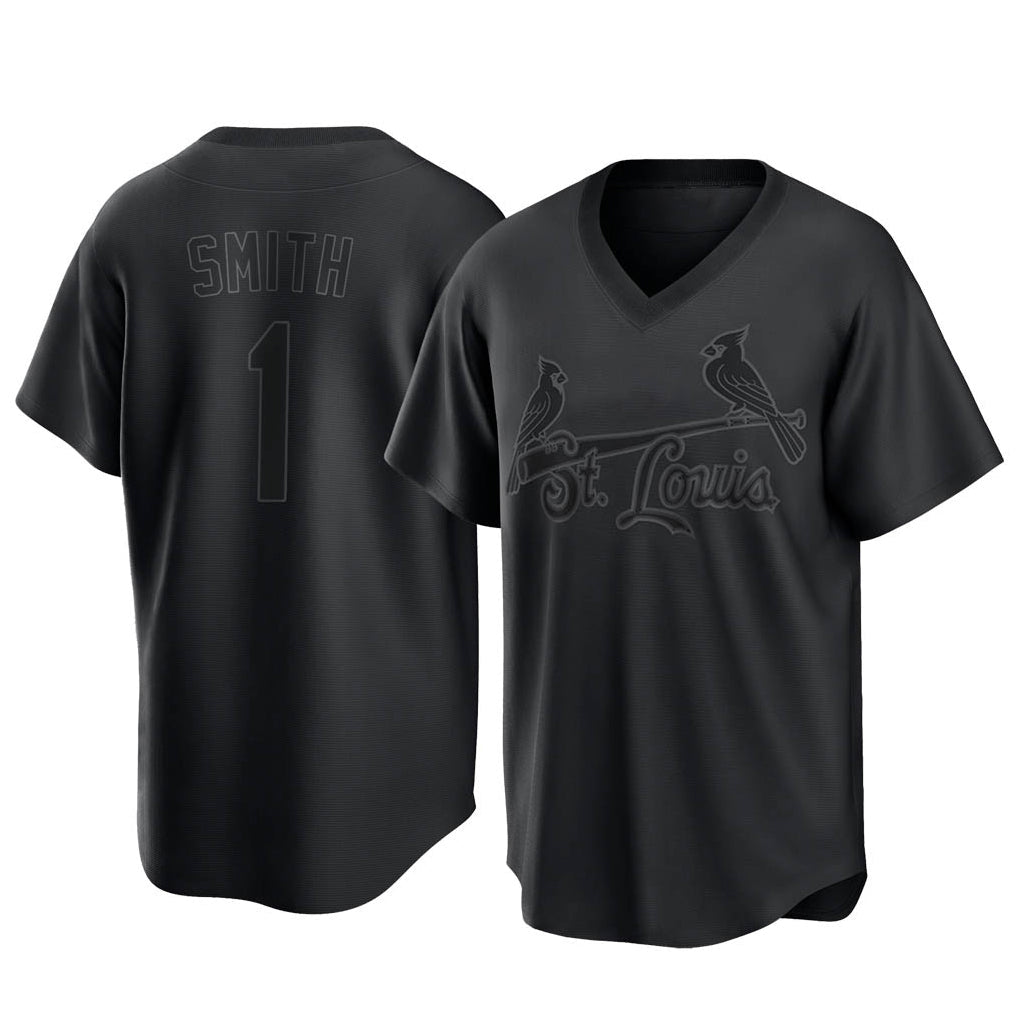 Kdoa St. Louis Cardinals #1 Ozzie Smith Player Black City Connect T-shirt Stitched Jerseys