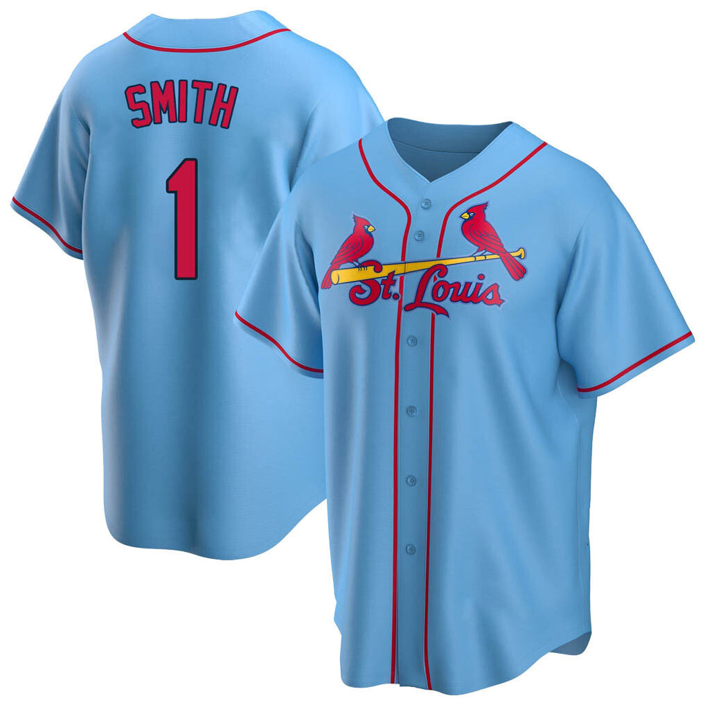 Kdoa St. Louis Cardinals #1 Ozzie Smith Player Light Blue Home Game Stitched Jerseys