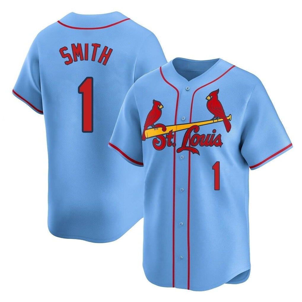 Kdoa St. Louis Cardinals #1 Ozzie Smith Player Light Blue Home Limited Stitched Jerseys