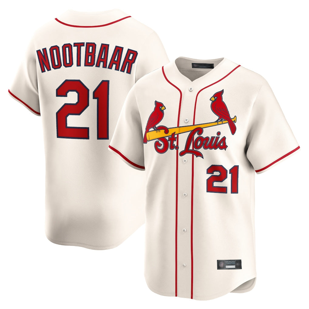 Kdoa St. Louis Cardinals #21 Lars Nootbaar Player Cream Home Limited Stitched Jerseys