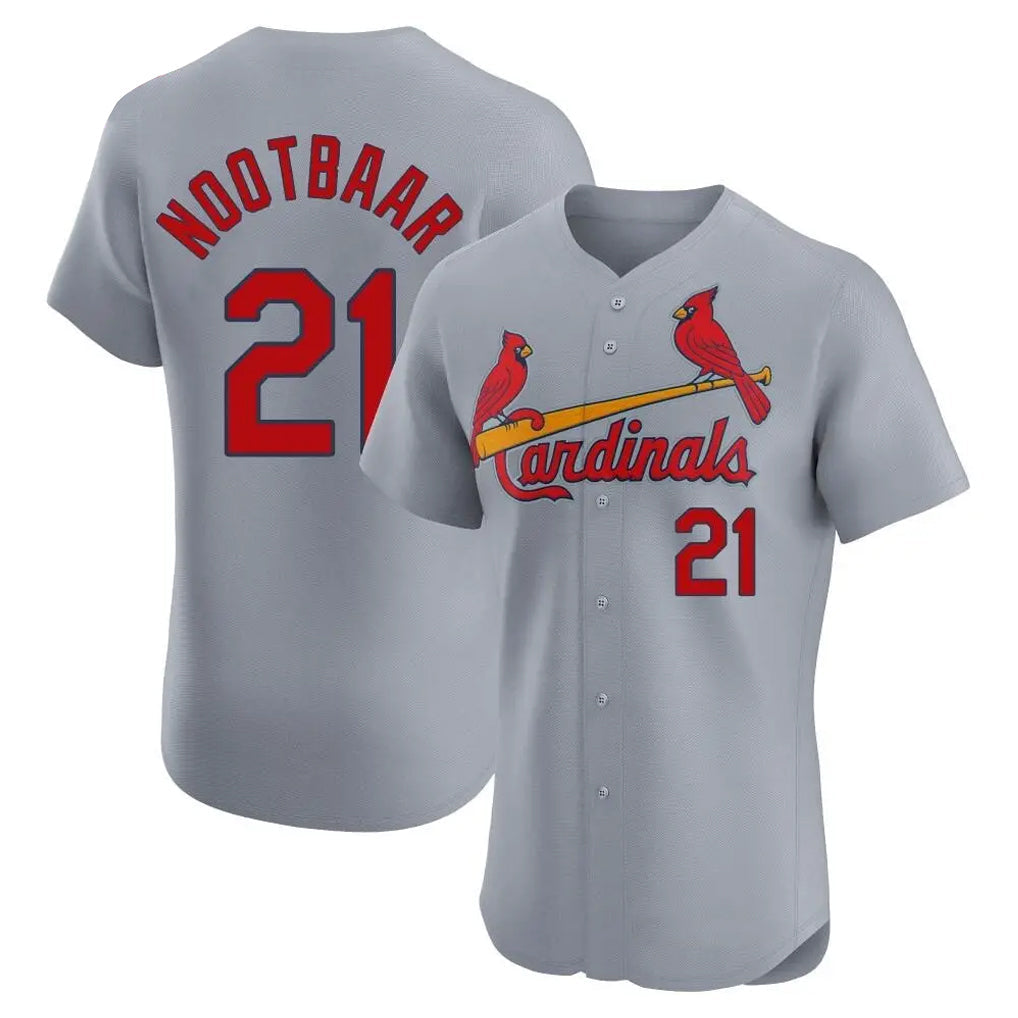 Kdoa St. Louis Cardinals #21 Lars Nootbaar Player Gary Home Limited Elite Stitched Jerseys