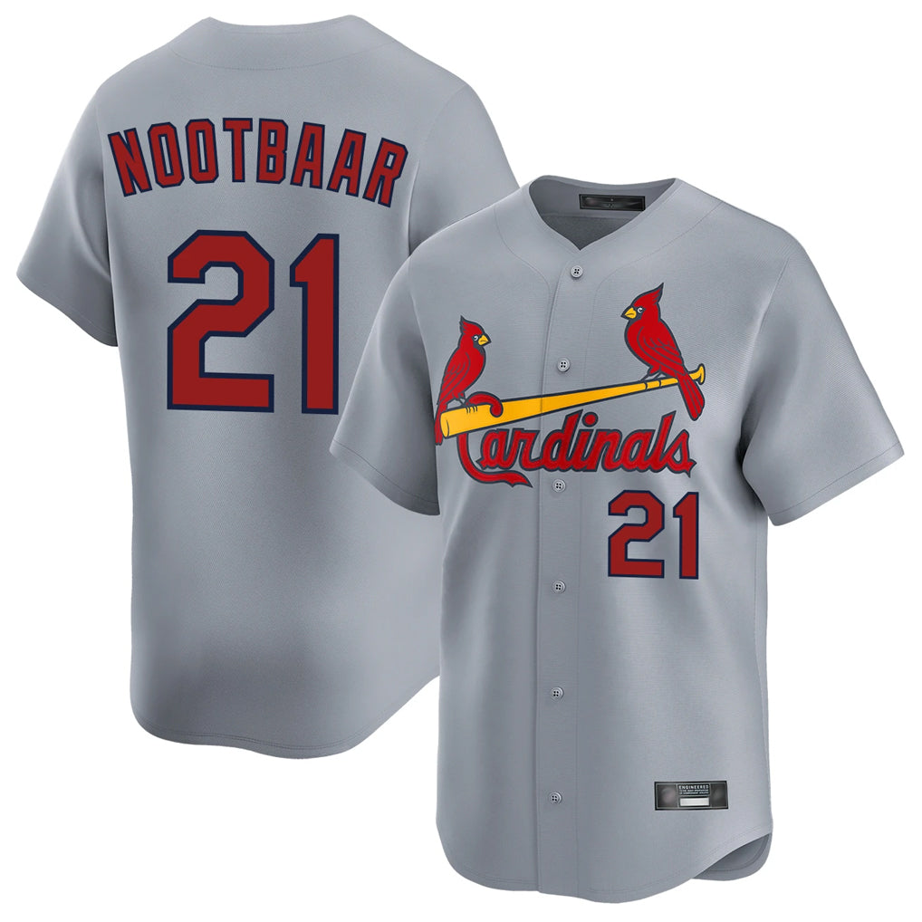 Kdoa St. Louis Cardinals #21 Lars Nootbaar Player Gary Home Limited Stitched Jerseys