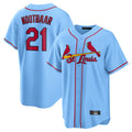 Kdoa St. Louis Cardinals #21 Lars Nootbaar Player Light Blue Home Game Stitched Jerseys