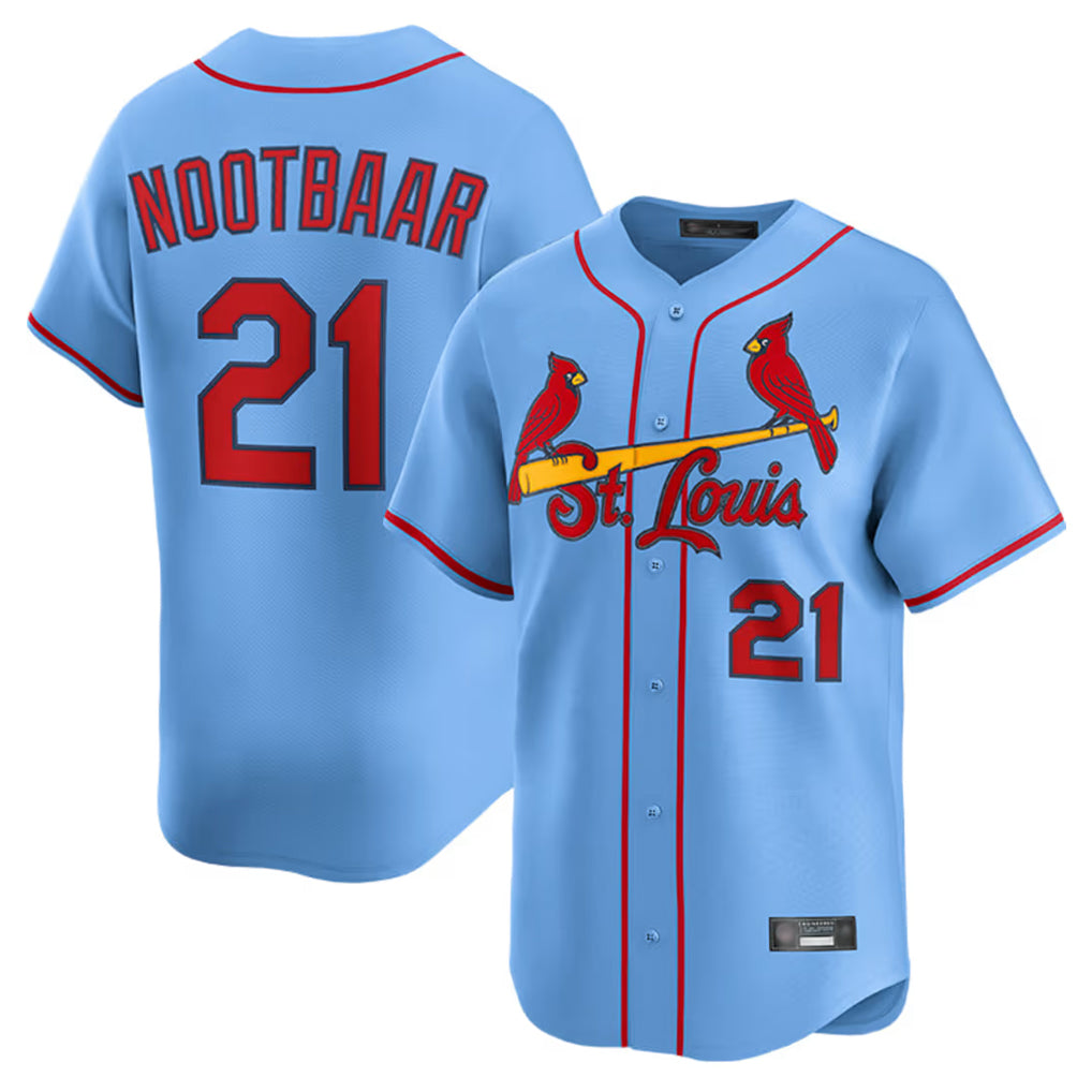 Kdoa St. Louis Cardinals #21 Lars Nootbaar Player Light Blue Home Limited Stitched Jerseys