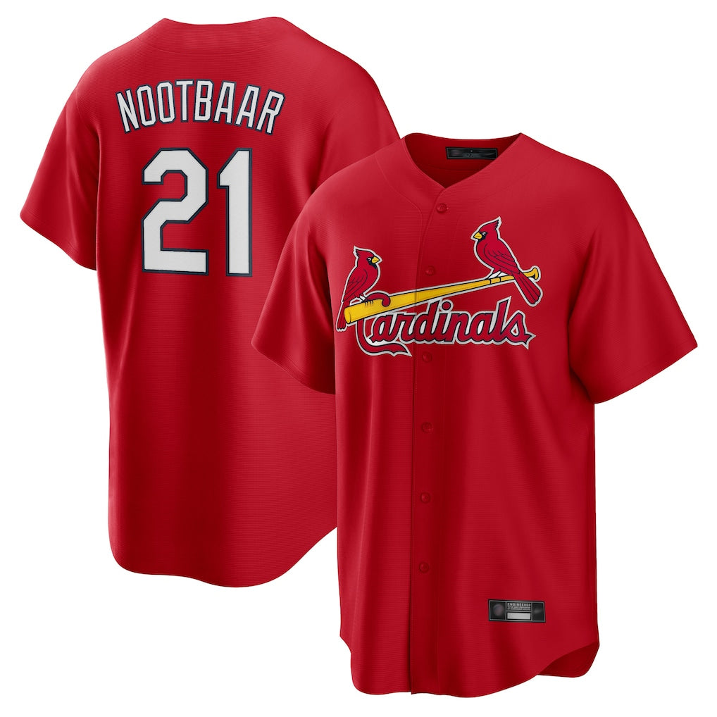 Kdoa St. Louis Cardinals #21 Lars Nootbaar Player Red Home Game Stitched Jerseys
