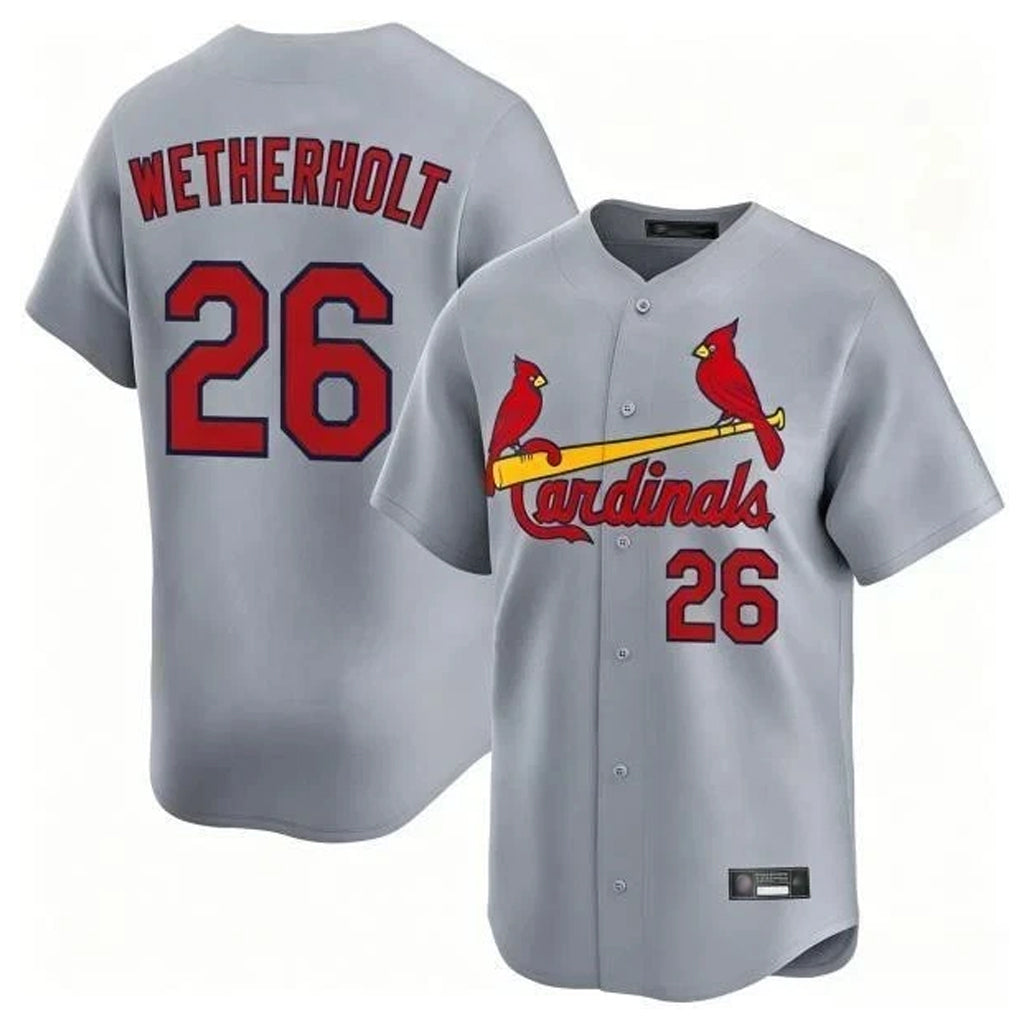 Kdoa St. Louis Cardinals #26 JJ Wetherholt Player Gray Home Limited Stitched Jerseys