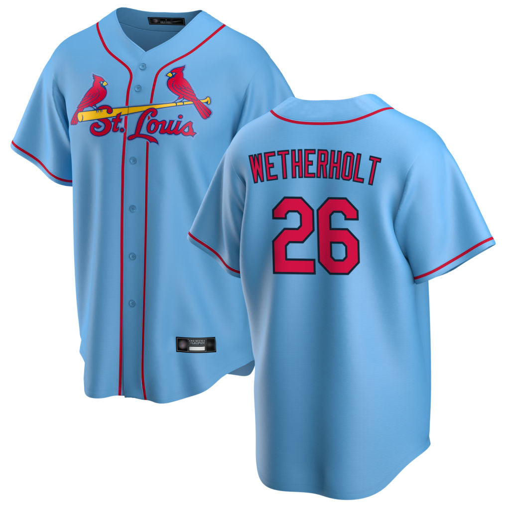 Kdoa St. Louis Cardinals #26 JJ Wetherholt Player Light Blue Home Game Stitched Jerseys