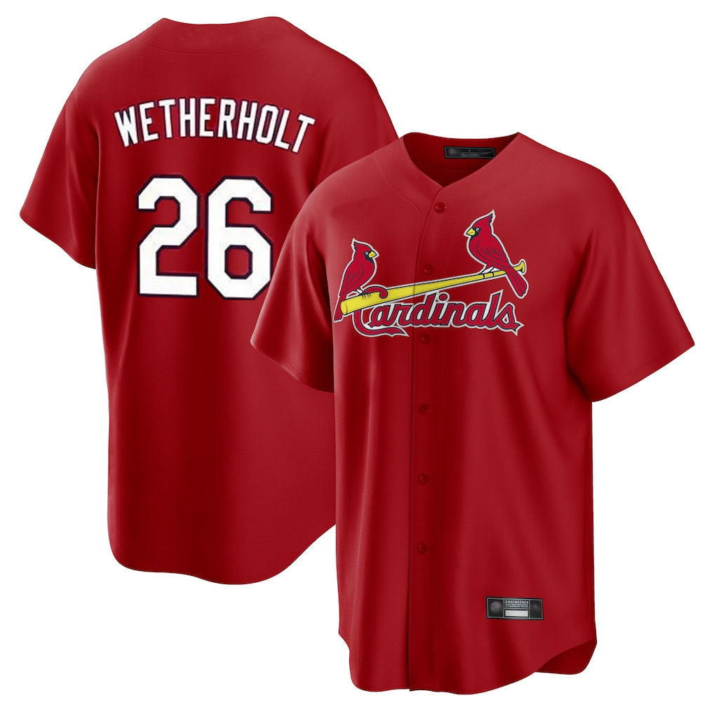 Kdoa St. Louis Cardinals #26 JJ Wetherholt Player Red Home Game Stitched Jerseys