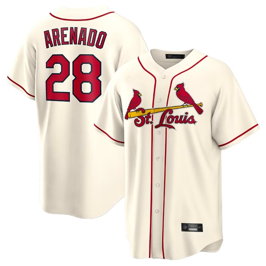 Kdoa St. Louis Cardinals #28 Nolan Arenado Player Cream Home Game Stitched Jerseys