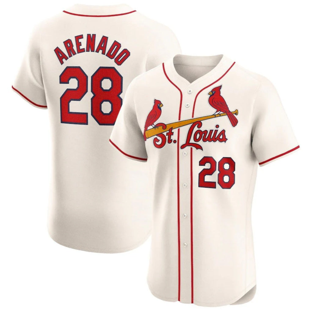 Kdoa St. Louis Cardinals #28 Nolan Arenado Player Cream Home Limited Elite Stitched Jerseys