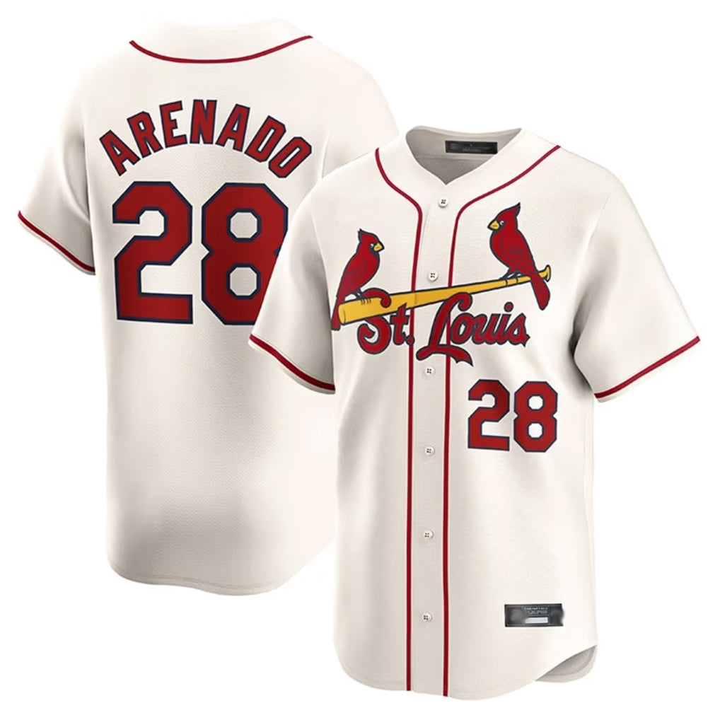 Kdoa St. Louis Cardinals #28 Nolan Arenado Player Cream Home Limited Stitched Jerseys