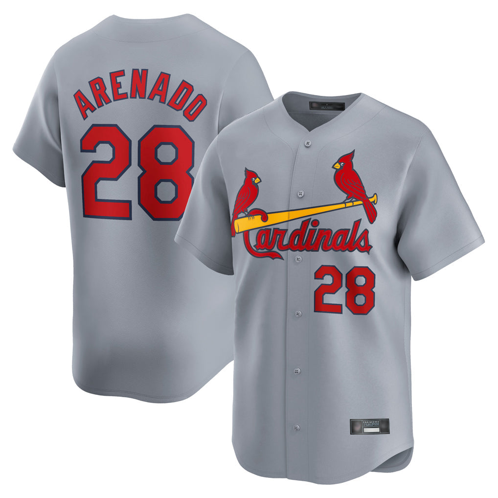 Kdoa St. Louis Cardinals #28 Nolan Arenado Player Gray Home Limited Stitched Jerseys