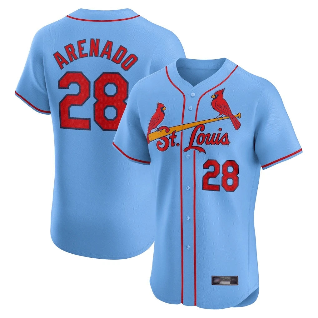 Kdoa St. Louis Cardinals #28 Nolan Arenado Player Light Blue Home Limited Elite Stitched Jerseys