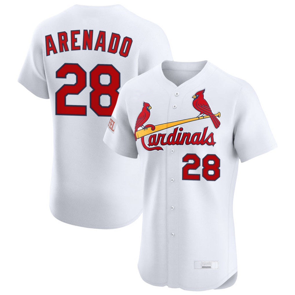 Kdoa St. Louis Cardinals #28 Nolan Arenado Player White Home Limited Elite Stitched Jerseys