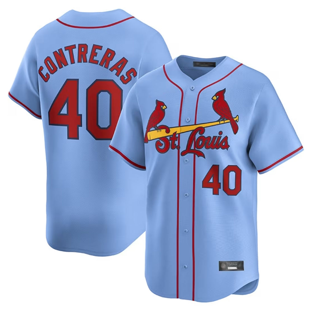Kdoa St. Louis Cardinals #40 Willson Contreras Player Light Blue Home Limited Stitched Jerseys